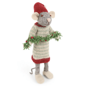 Medium Grey Mouse w/Garland